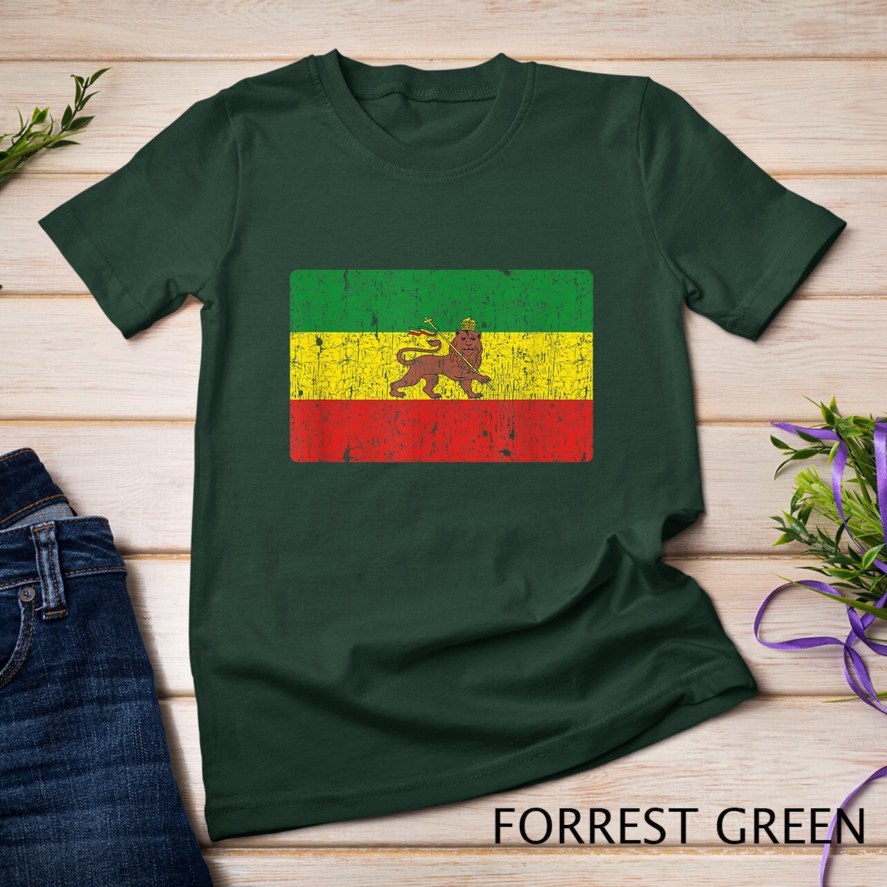 Vintage Rastafari Ethiopian Lion Ethiopia Rasta Pride Flag Unisex T-shirt gallery