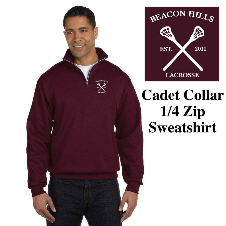 Beacon Hills Lacrosse Left Chest Teen Wolf Cadet Collar Quarter Zip Sweatshirt gallery