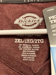 Dickies Performance Tee, Temp-iq Maroon 2-XL Size, Moisture Wicking