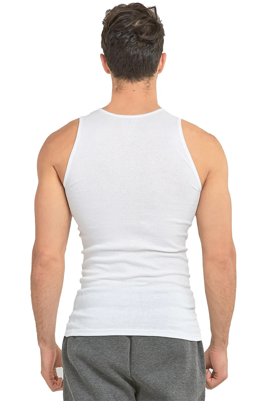 Men 100% Cotton Ribbed Tank Top A-Shirt Wife Beater Sleeveless Undershirt S-3XL gallery