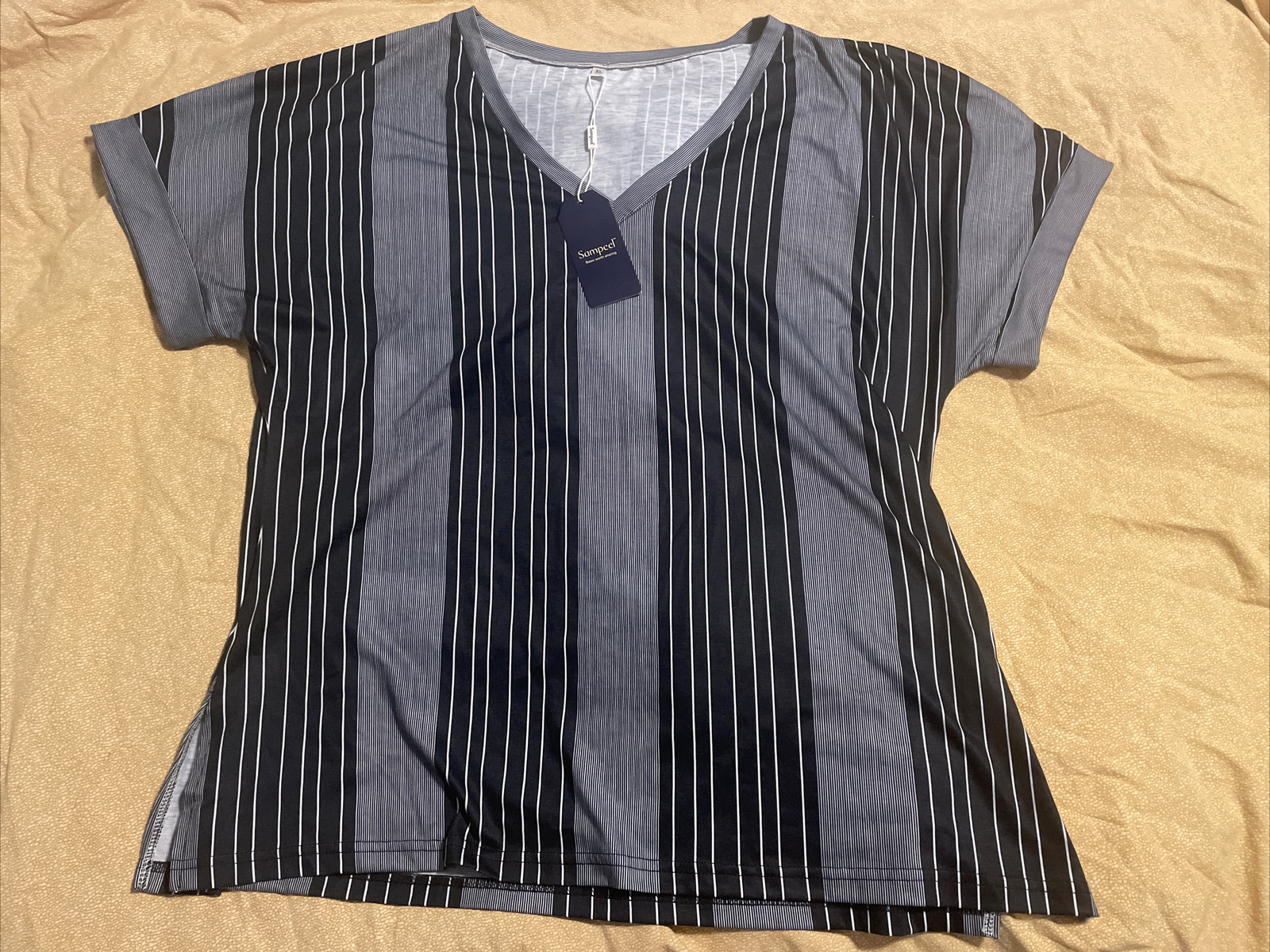 SAMPEEL Men's Gray And Black V Neck T Shirt Size XL New With Tag gallery