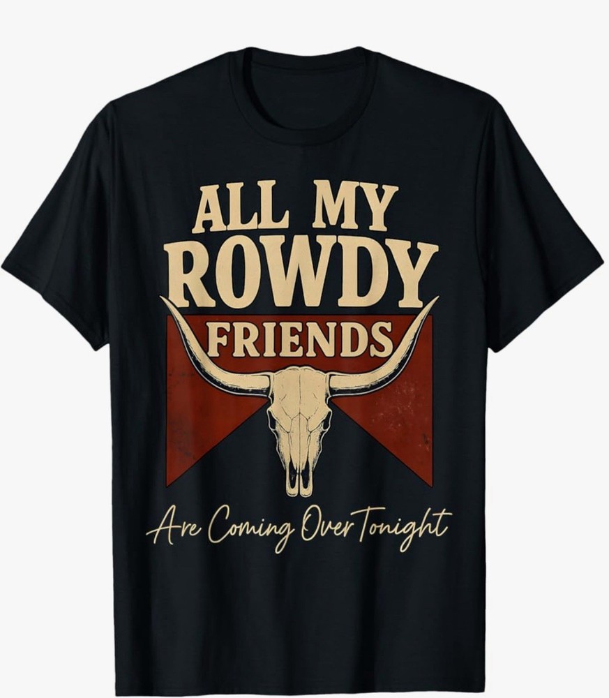 Black Men’s Western Funny Graphic Print Crew Neck Short Sleeve T-Shirt