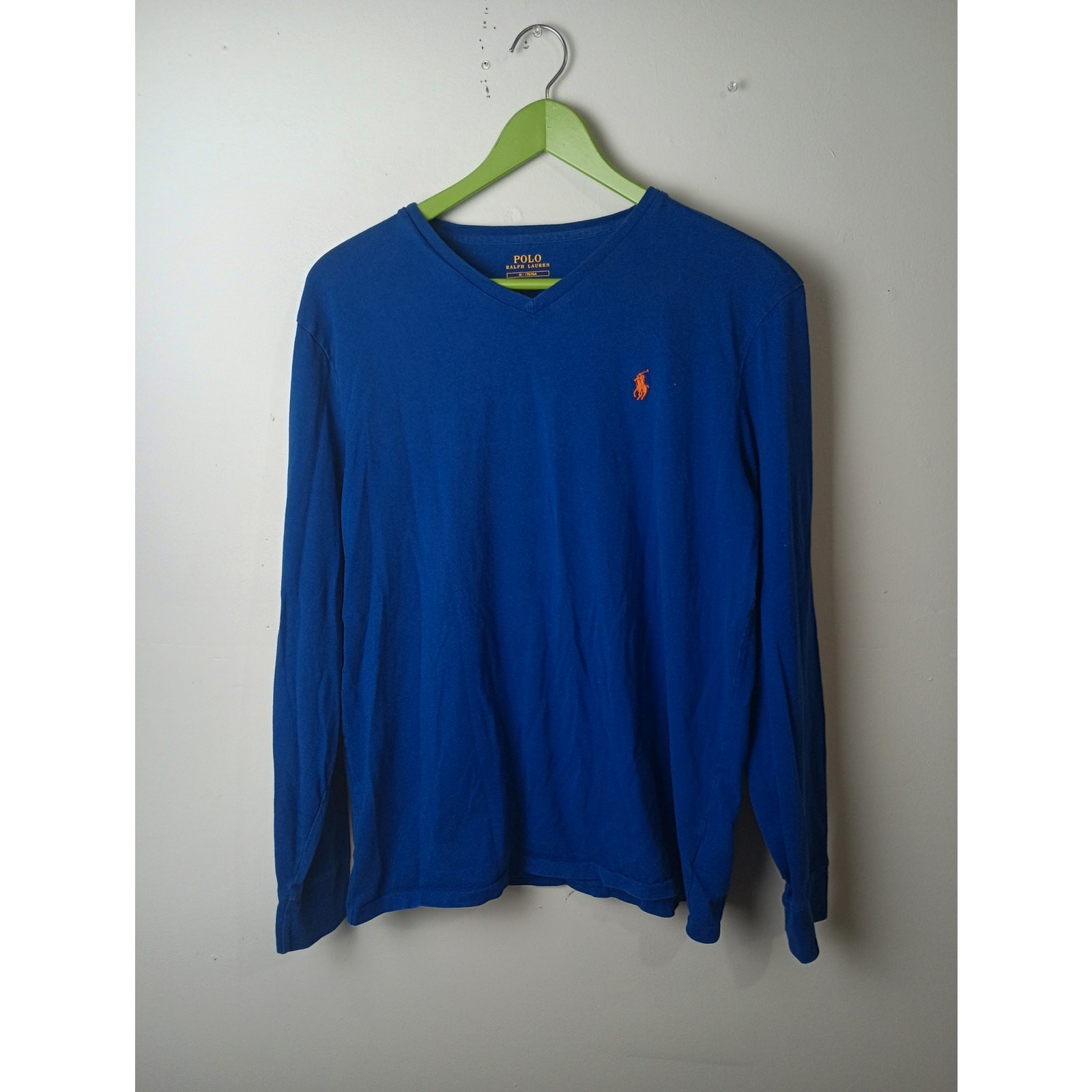 Polo Ralph Lauren Long Sleeve T-Shirt Blue V-Neck Medium Men's Pull On Preppy gallery