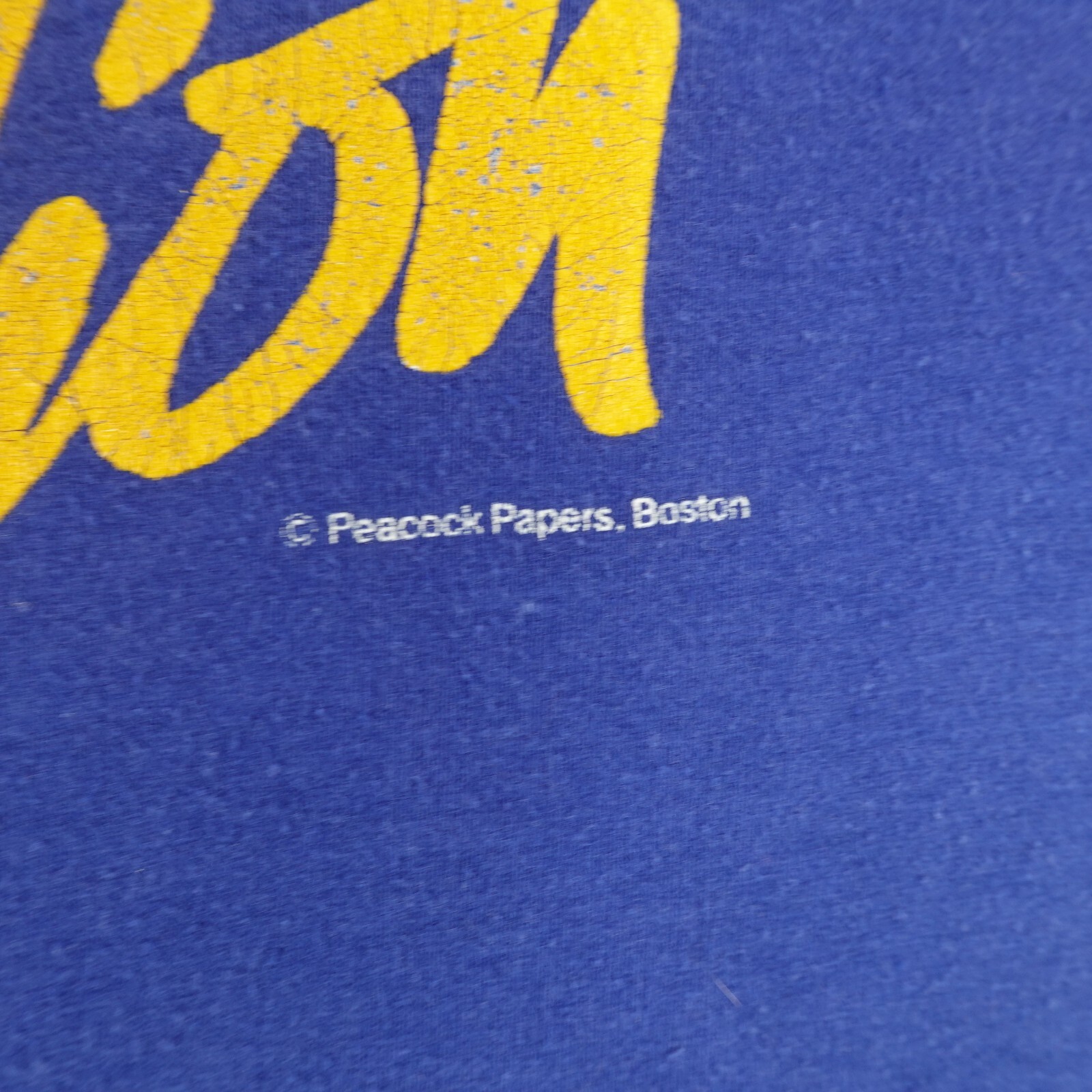 Vintage Peacock Papers Shirt Mens Large Blue Aged to Perfection Stedman 80s USA gallery