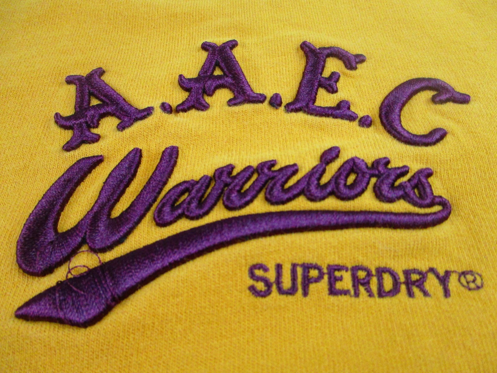 Superdry T-Shirt Mens Size Small Warriors No 1 Yellow Raised Stitching Logo S gallery