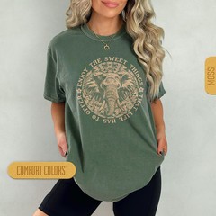 Retro Elephant Graphic Comfort Tee Soft Cotton