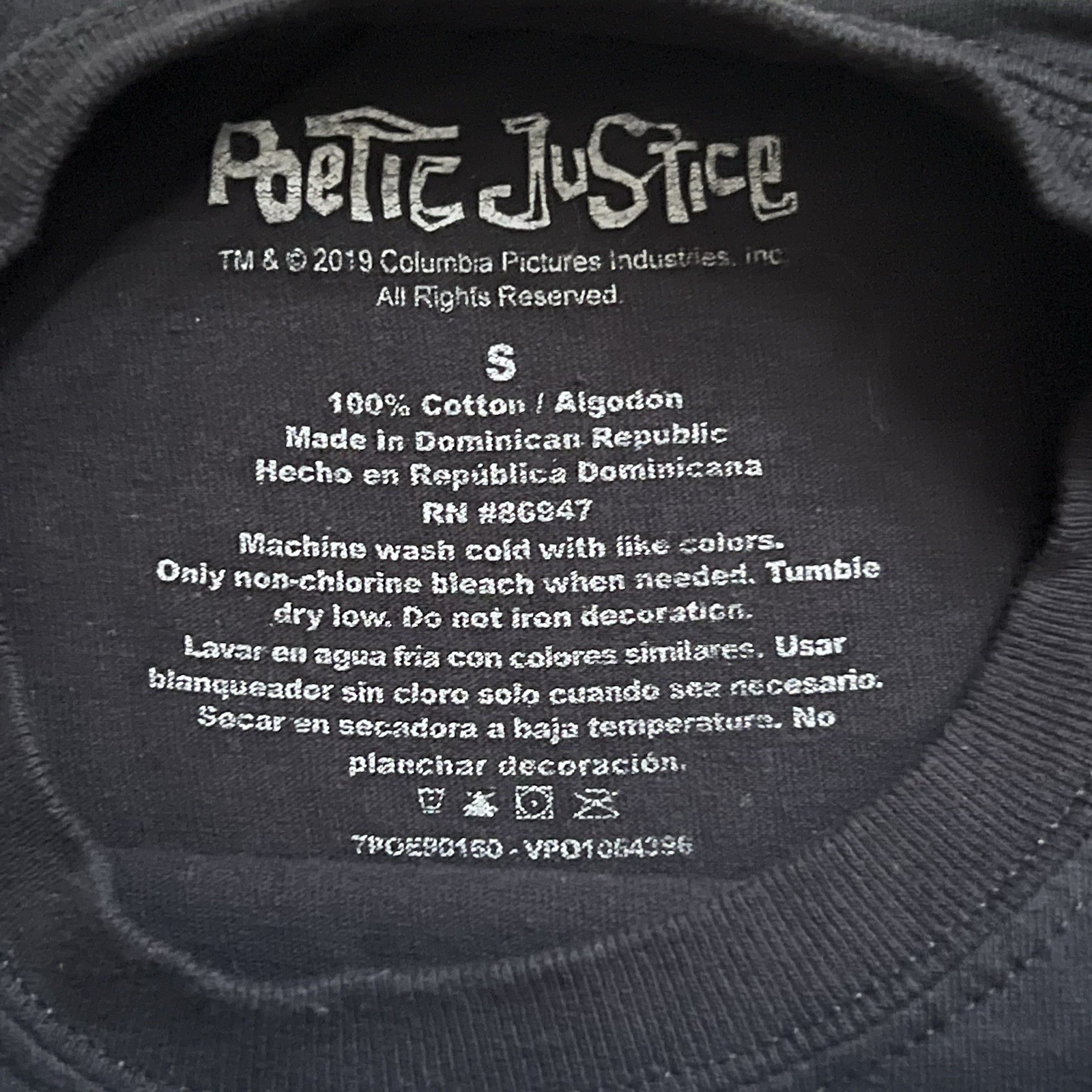 Poetic Justice Tupac Shakur Graphic T-Shirt Black Short Sleeve Size M gallery