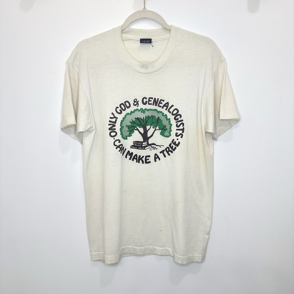 Vintage 1990 Only God Can Make A Tree Genealogists Family Tree T Shirt USA Large