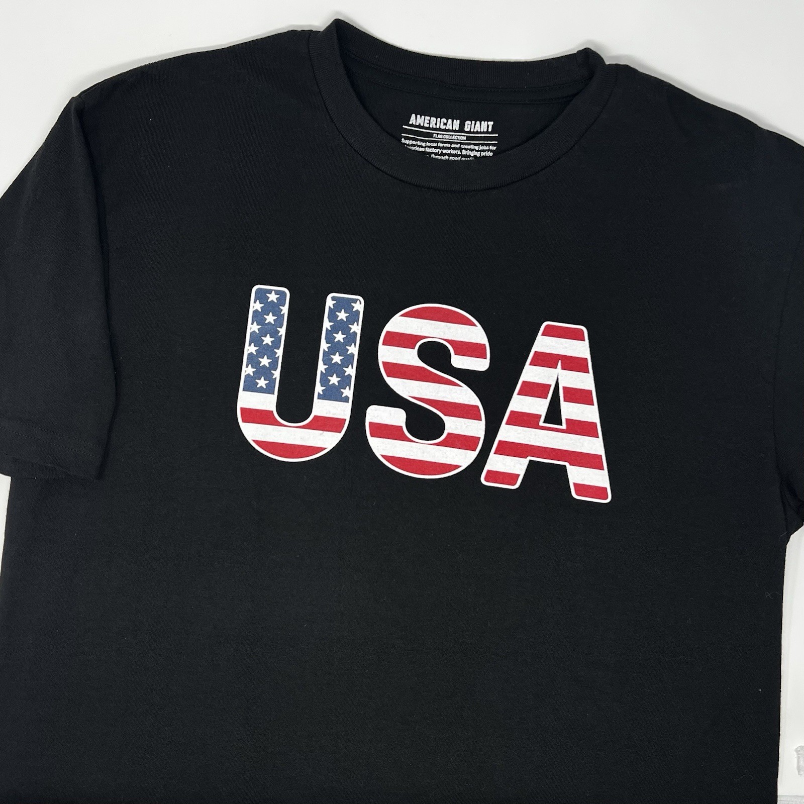 American Giant Flag Collection Shirt Short Sleeve USA American Made Black Large gallery