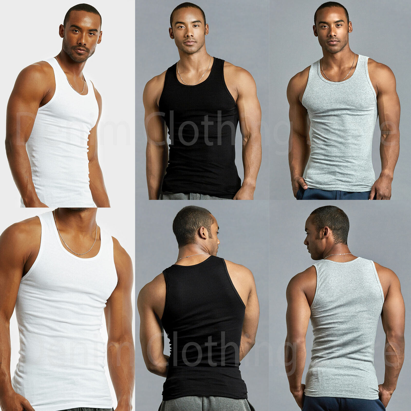 Lot 3, 6, 12 Men Tank Top 100% Cotton A-Shirt Wife Beater Ribbed Pack Undershirt gallery