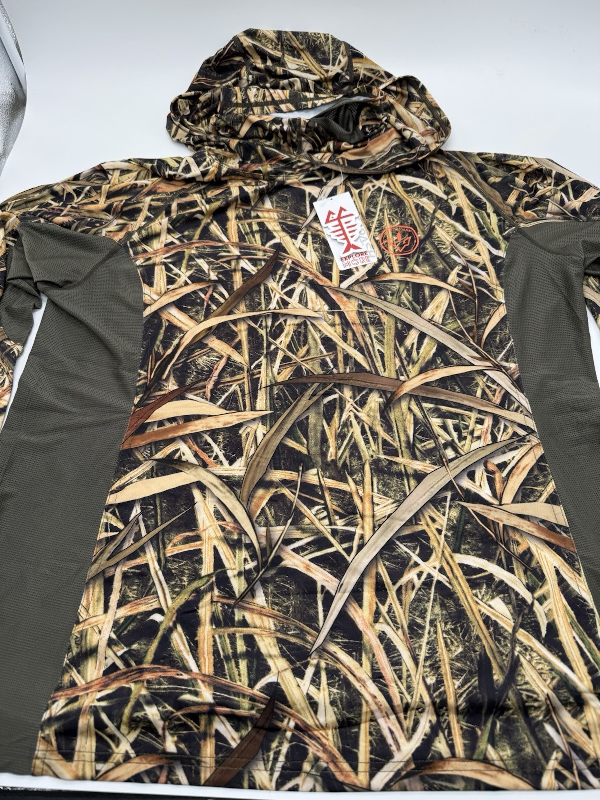BassDash Dried Reeds Women’s UPF 50+ Camo Hoodie Shirt w Neck Gaiter FS03W 2XL