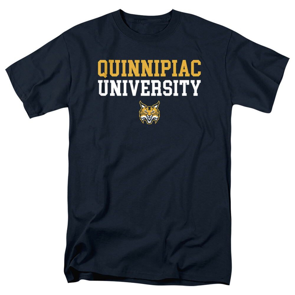 Quinnipiac University Adult T-Shirt Stacked, Navy, S-5XL gallery