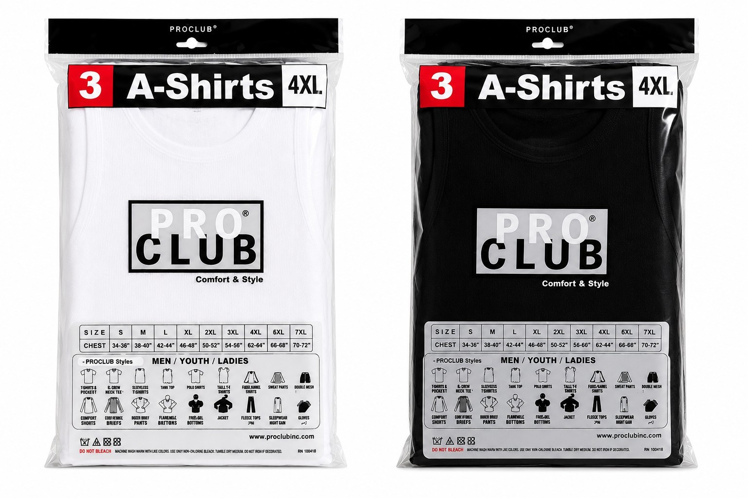 3 PACK PRO CLUB MENS A-SHIRT SIZES (S- 5XL) RIBBED TANK TOP WHITE/BLACK gallery