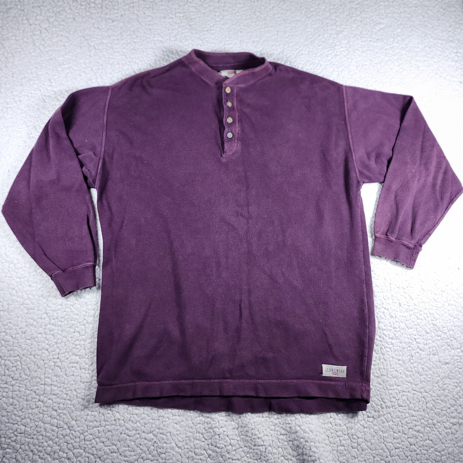 Levi’s Authentic Jeanswear Mens Large Purple Thermal Henley Shirt Long Sleeve…