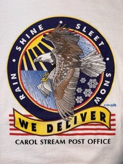 Vtg USPS Carol Stream Illinois American Bald Eagle 90s USA Promo T-shirt Medium