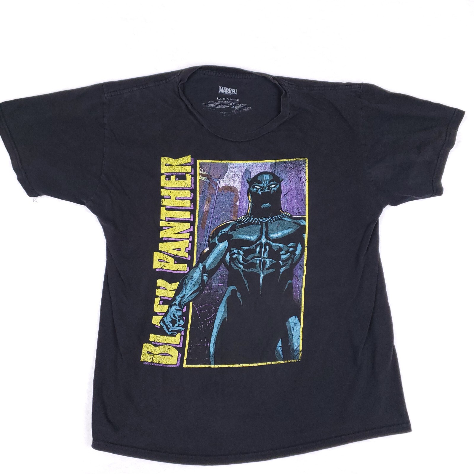 Marvel Black Panther T Shirt Large Black Superhero Graphic Tee Comic Style