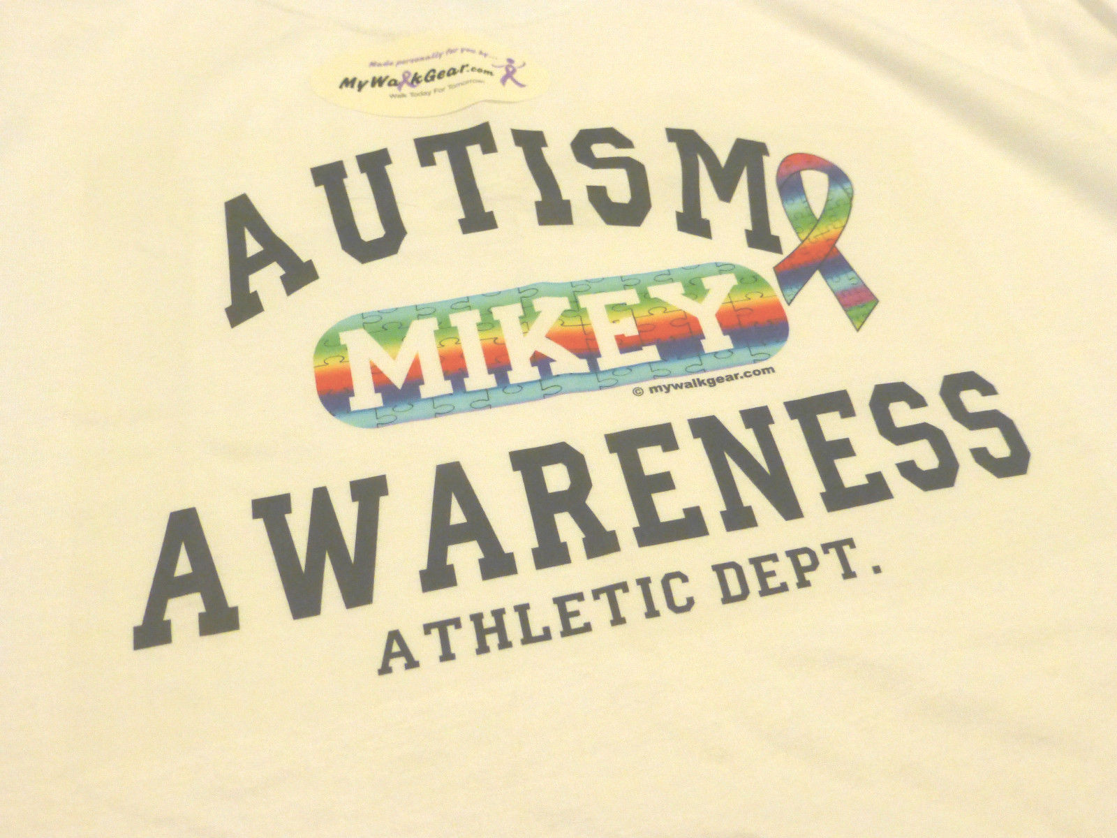 Autism Awareness Medium Shirt Mikey Personalized NEW Adult 50 cotton 50 poly M gallery