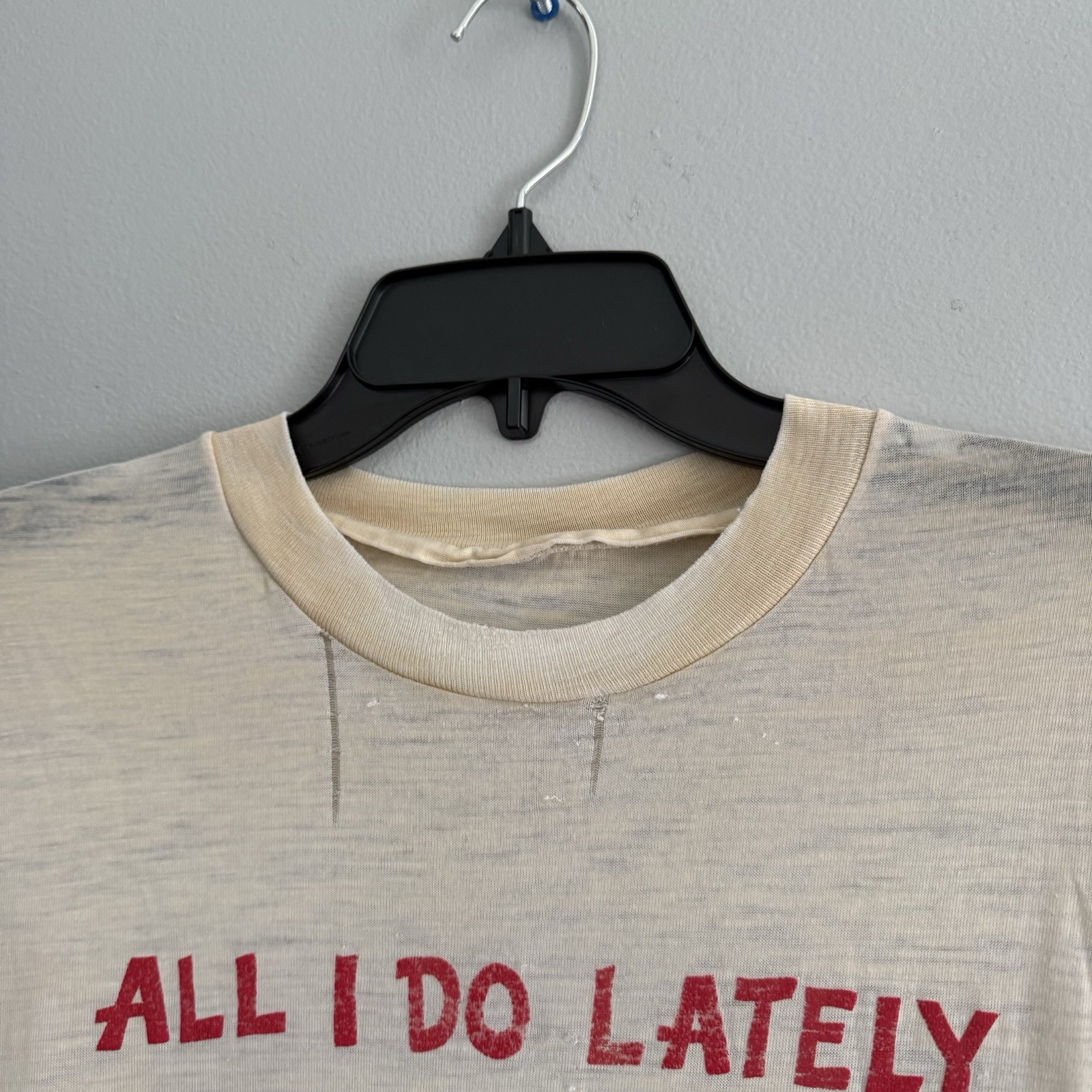 Vintage 50s 60s Paper Thin Novelty Character T-Shirt Distress Sz Mens L 21x27 gallery