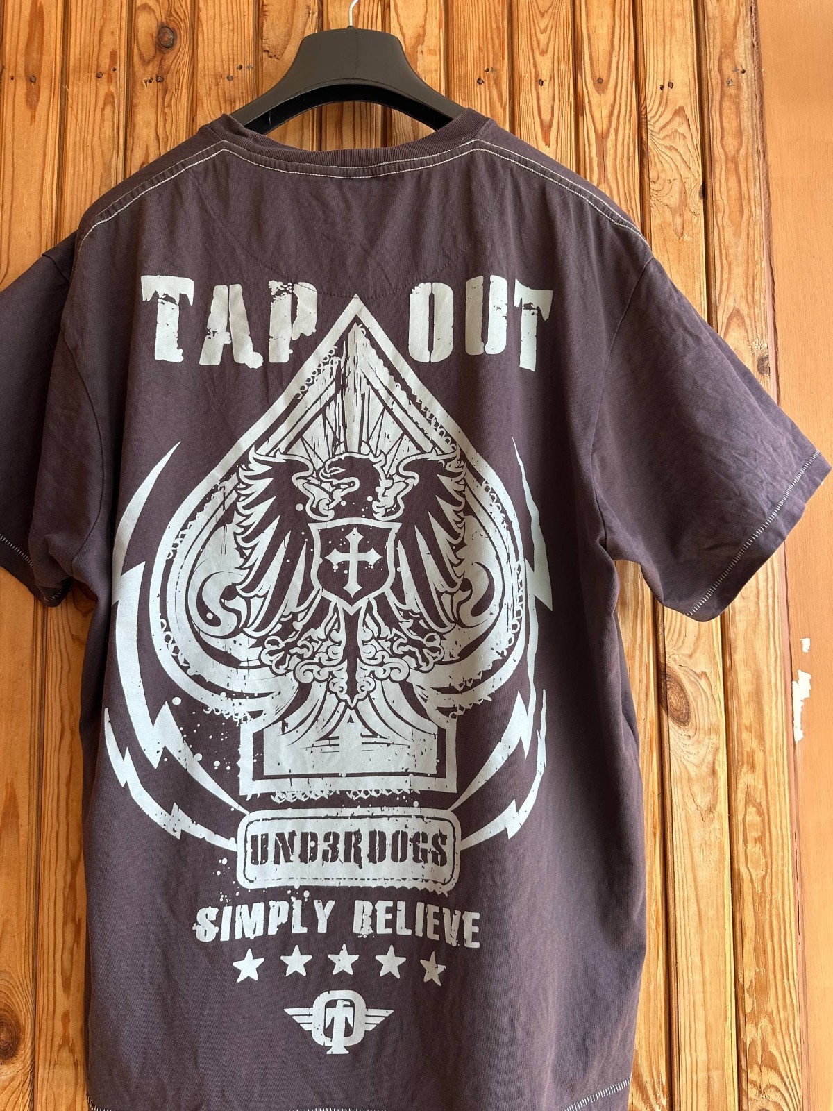 Tapout Crazy Vintage Y2K Logo Skull Tee T Shirt Mens Size XL Brown gallery