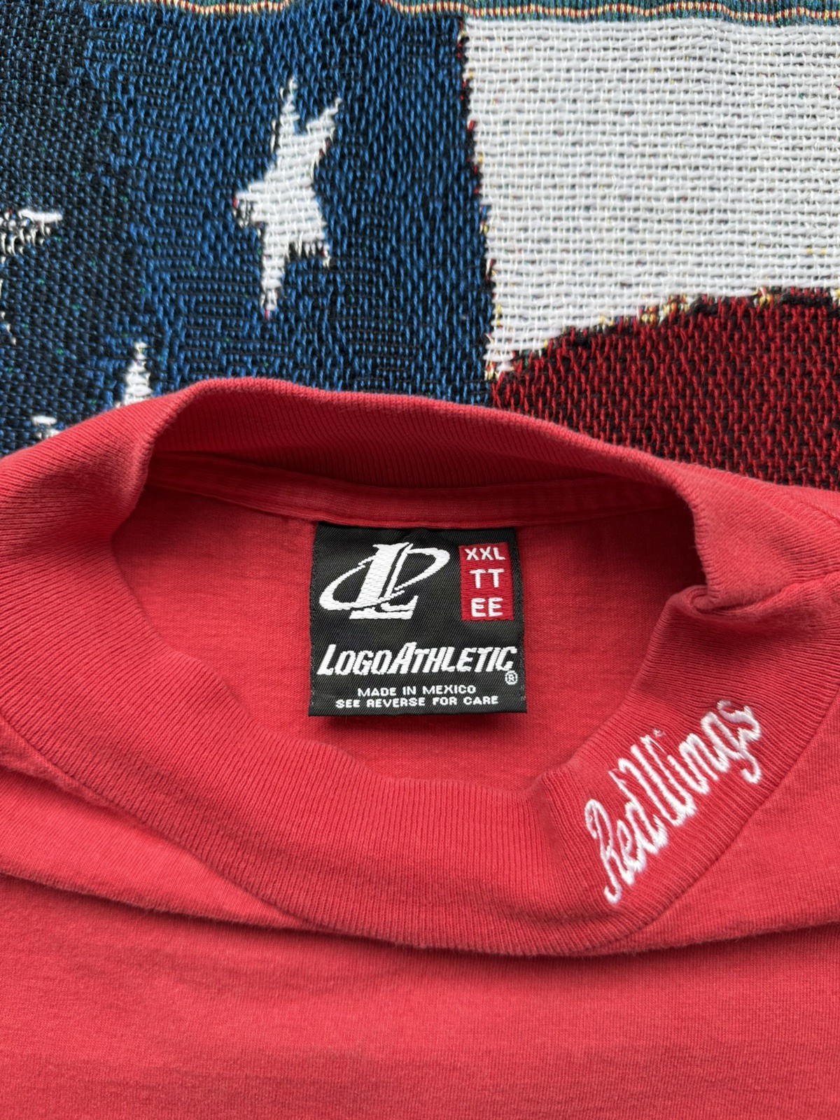 Vintage Logo Athletic Detroit Red Wings Mock Neck Tshirt Mens 2xl Turtle Neck gallery