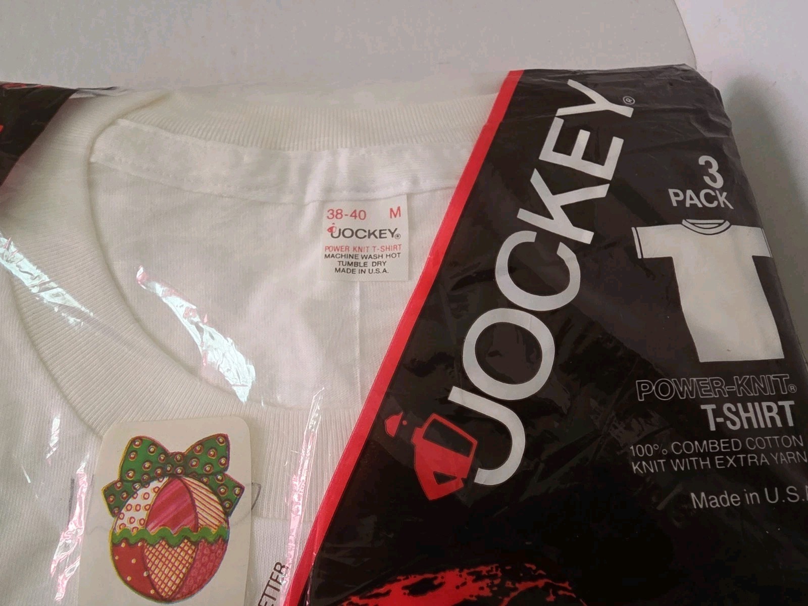 New 3 Pack Jockey Power-Knit T-Shirt Size Medium 38 - 40 White Vintage 1983 gallery