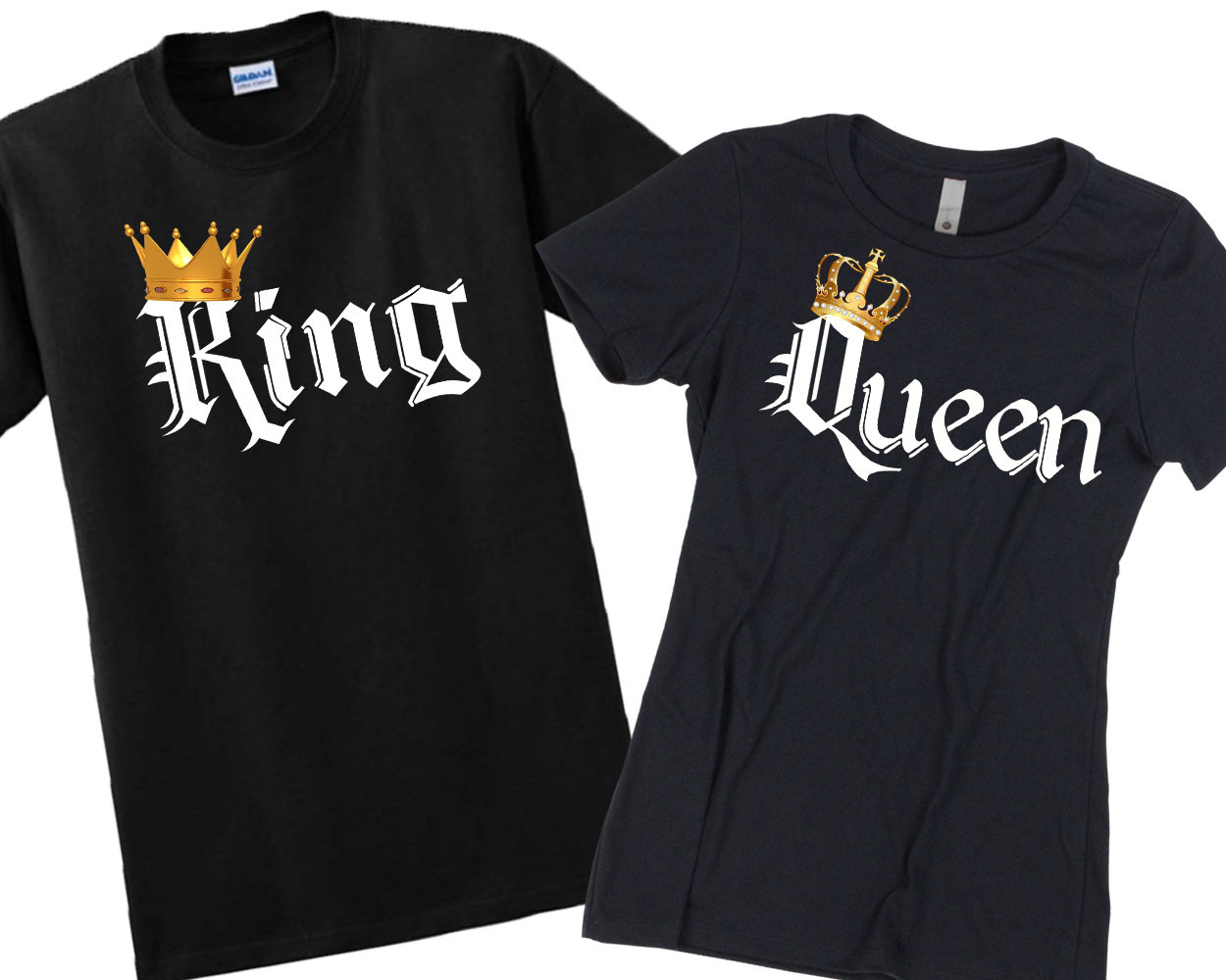 King Queen TSHIRTS COLOR Gold Crown White Font Best Matching Love Couple gallery