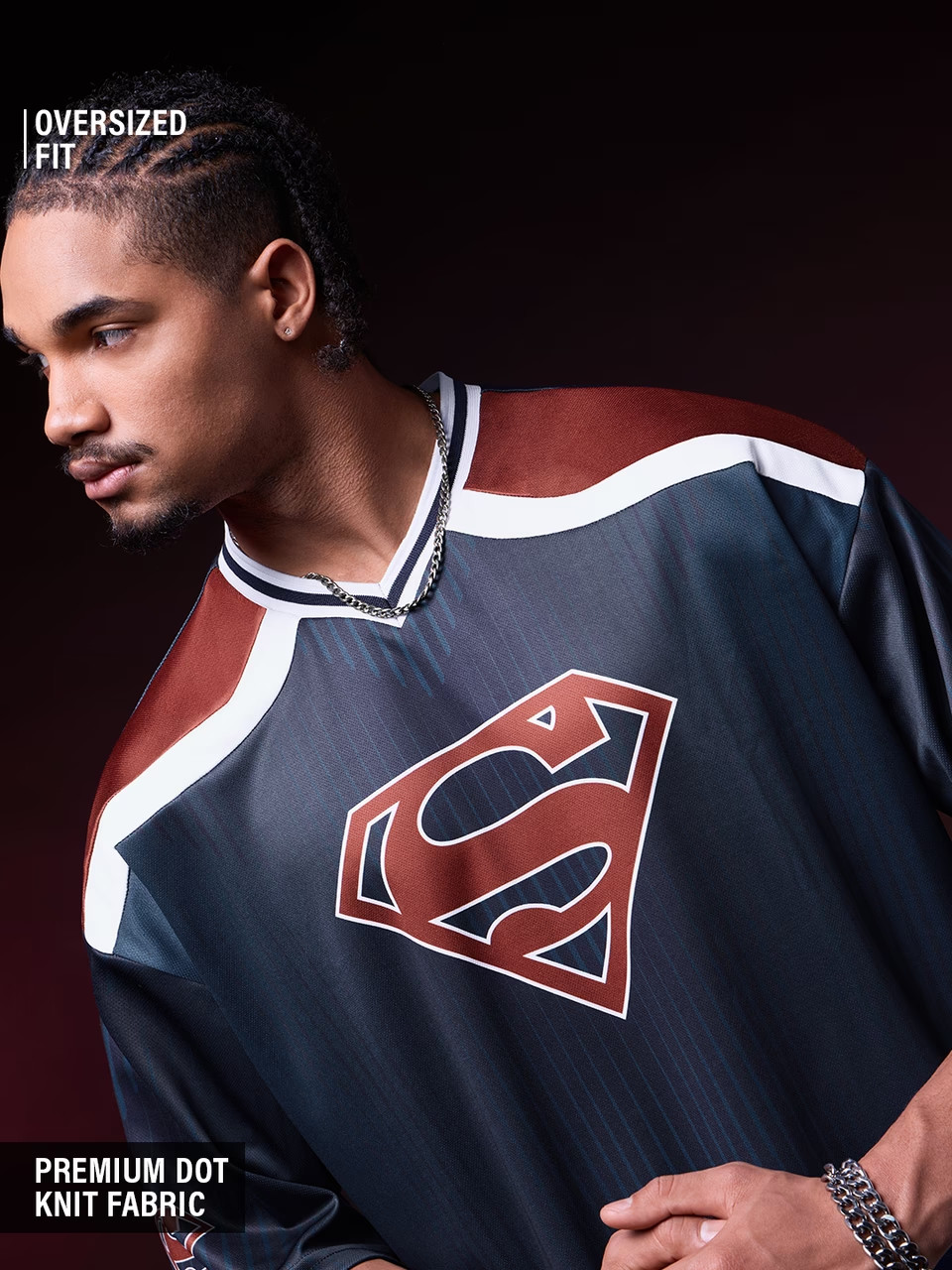 DC Superman Man Of Steel Oversized Jersey Premium Dot Knit Fabric T-Shirt 2026 gallery
