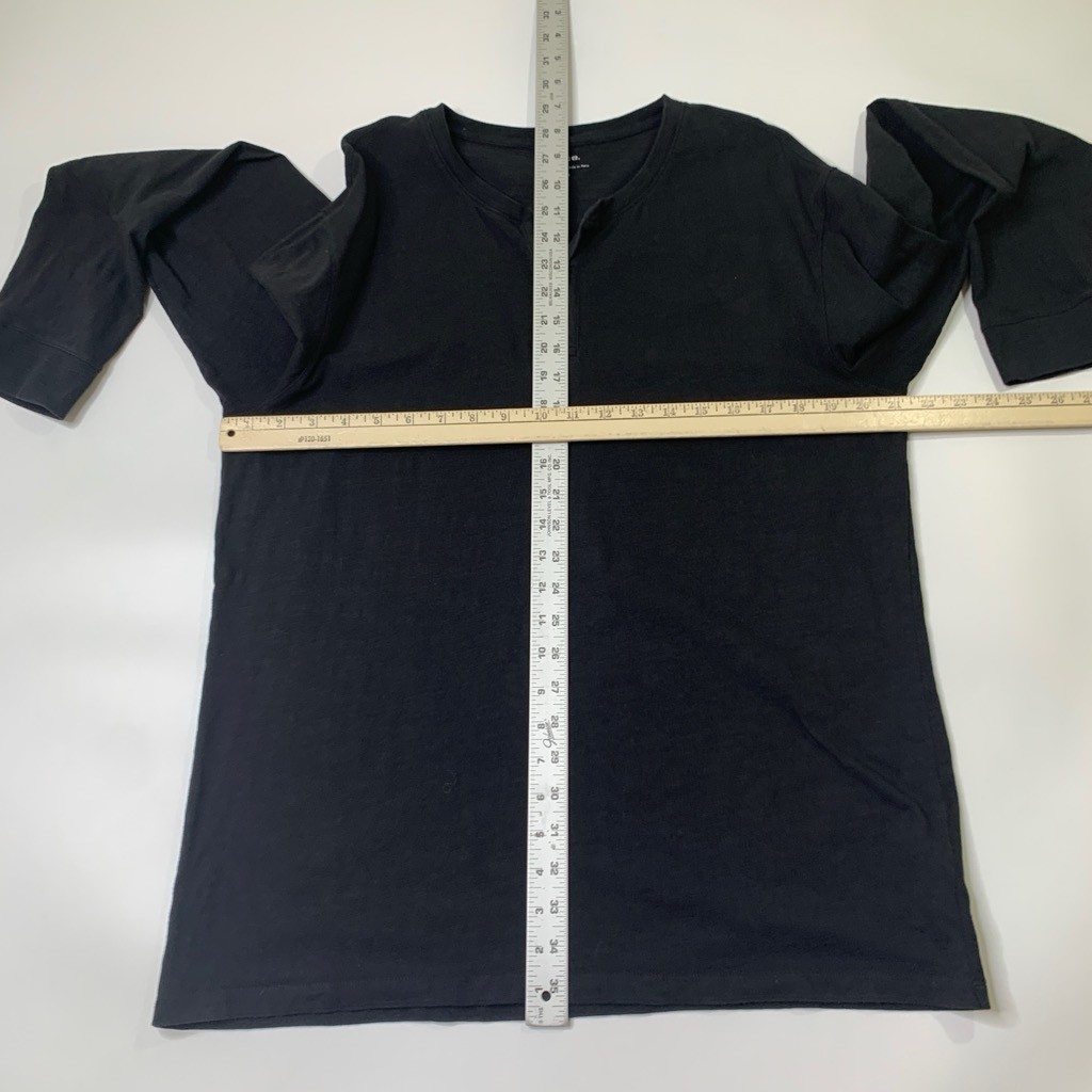 Vince Shirt Mens L Large Black Cotton Long Sleeve Henley Lightweight Casual Tee gallery