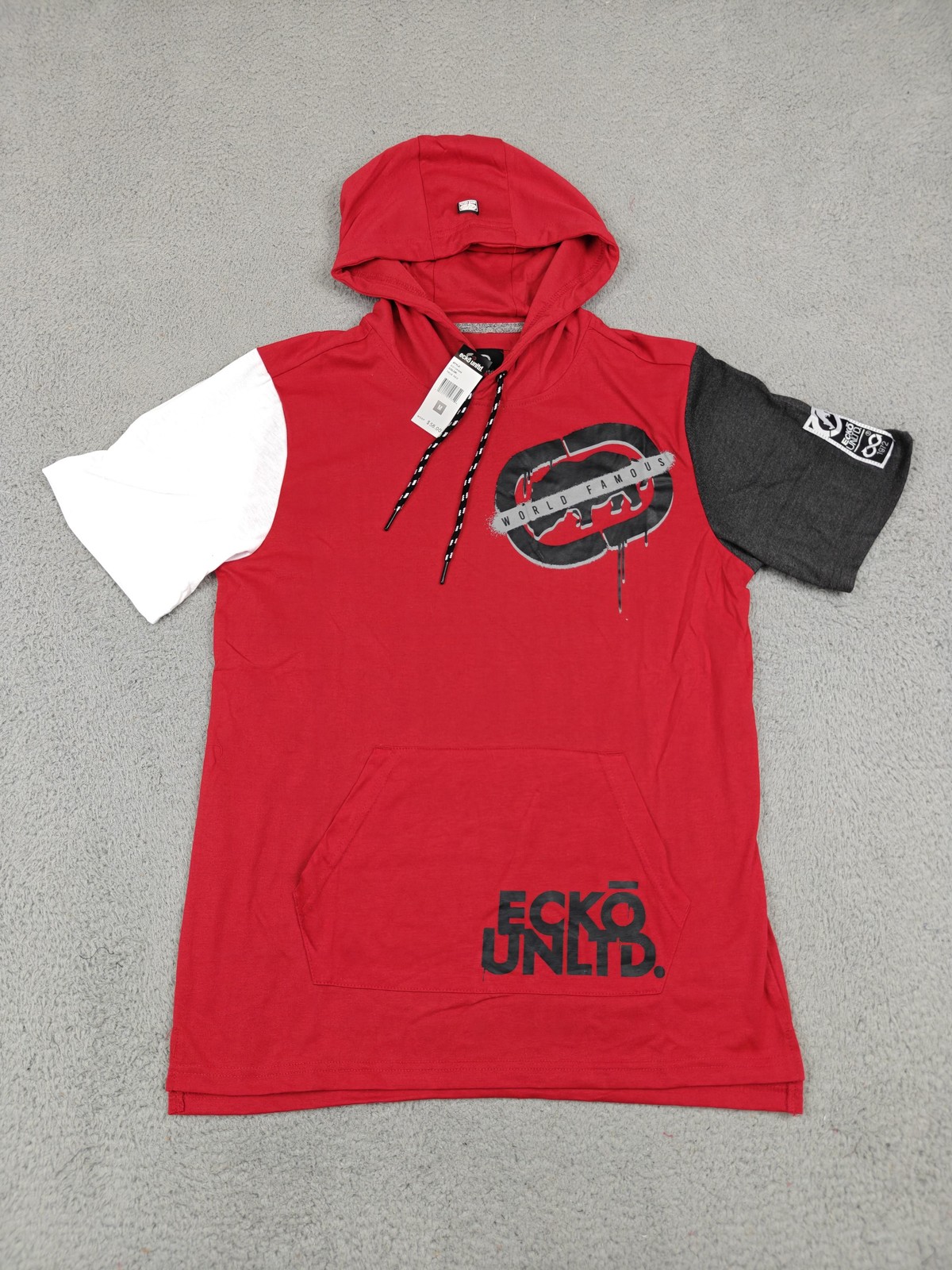 Ecko Unltd Hoodie Shirt Mens Medium Short Sleeve Colorblock Kangaroo Pocket New gallery