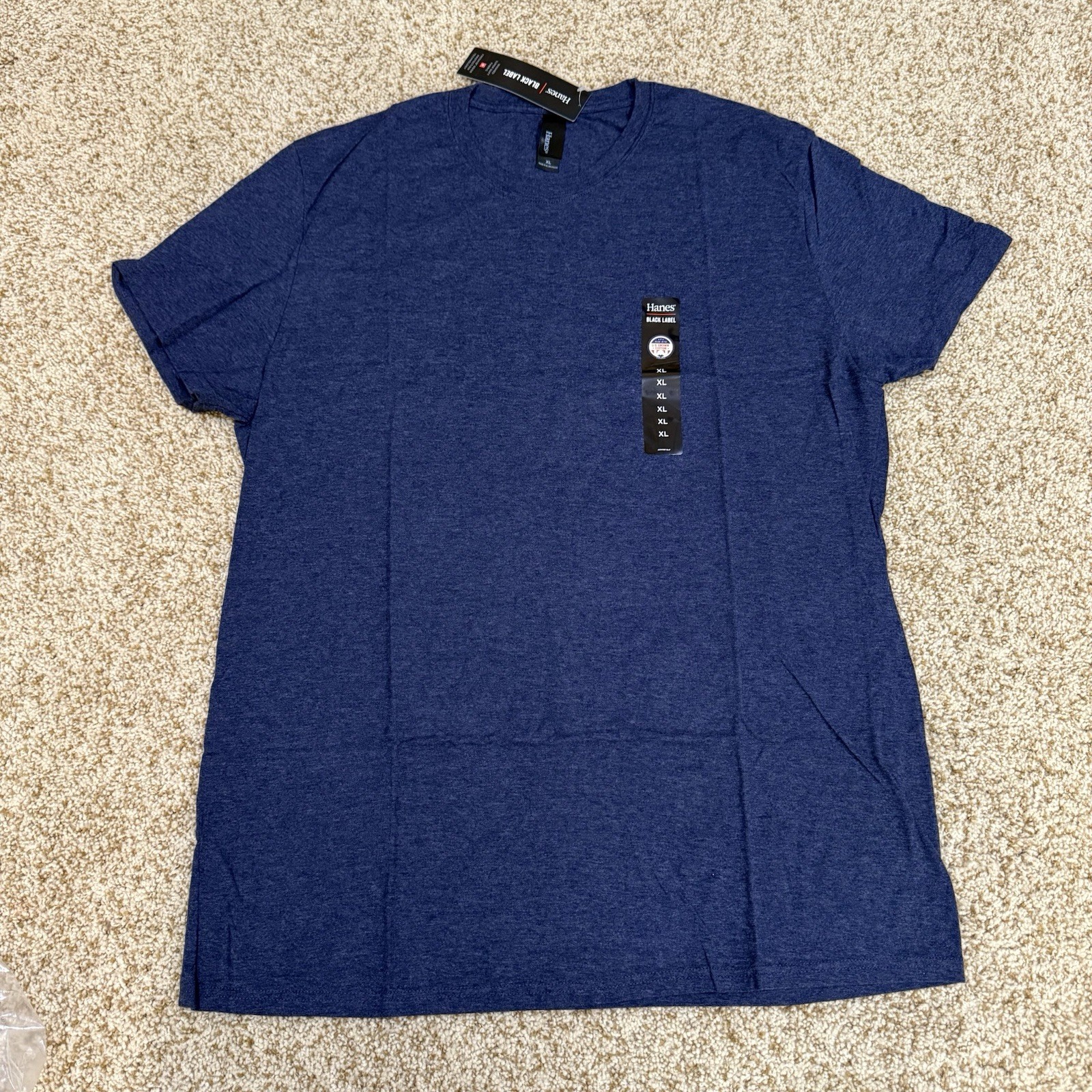 Hanes Mens Essentials ,3 Crewneck Navy Blue Short Sleeves T-shirts Size XL