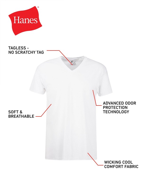 Hanes Men's FreshIQ Undershirt 6-Pack V-Neck Men's Shirts TAGLESS Comfort Soft gallery