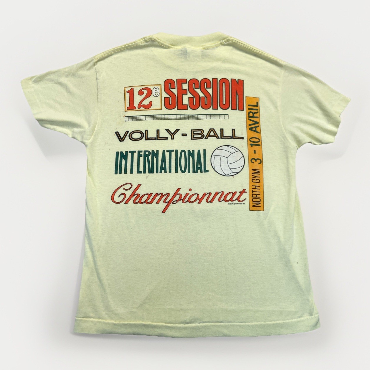 Vintage Volleyball Shirt Womens M Graphic Championnat 90s 80s Yellow