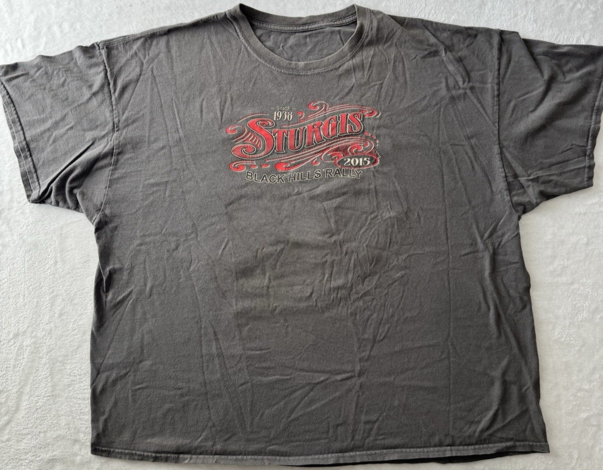 Sturgis Black Hills Rally T Shirt 2015 75th Anniversary 2XL Gray