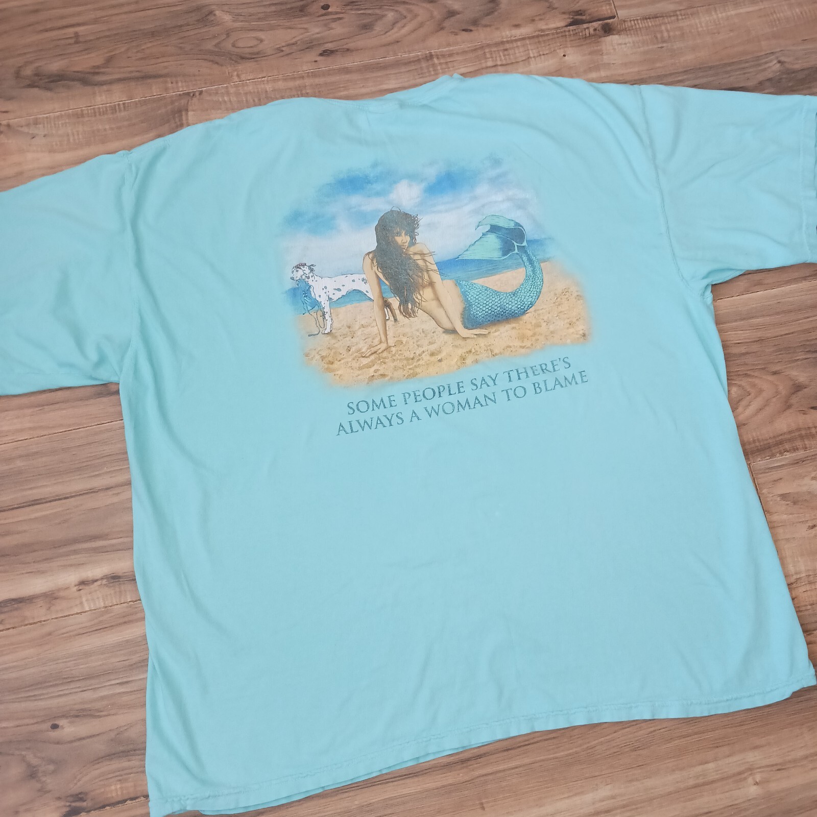 Vintage 90s Sea Dog Mermaid T Shirt Tee - Size 3XL XXXL - Woman To Blame gallery