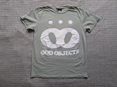 Odd Objects Shirt Mens Small Green Big Logo Graphic Tee Double Sided Print