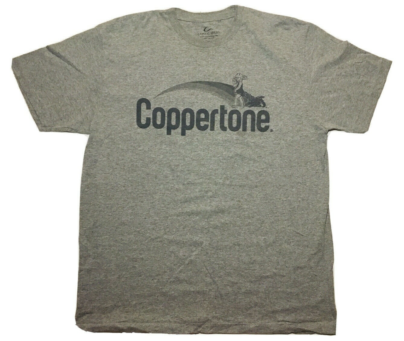 Coppertone Sunscreen T-Shirt Men Large Gray Tee Short Sleeves Made in the USA gallery