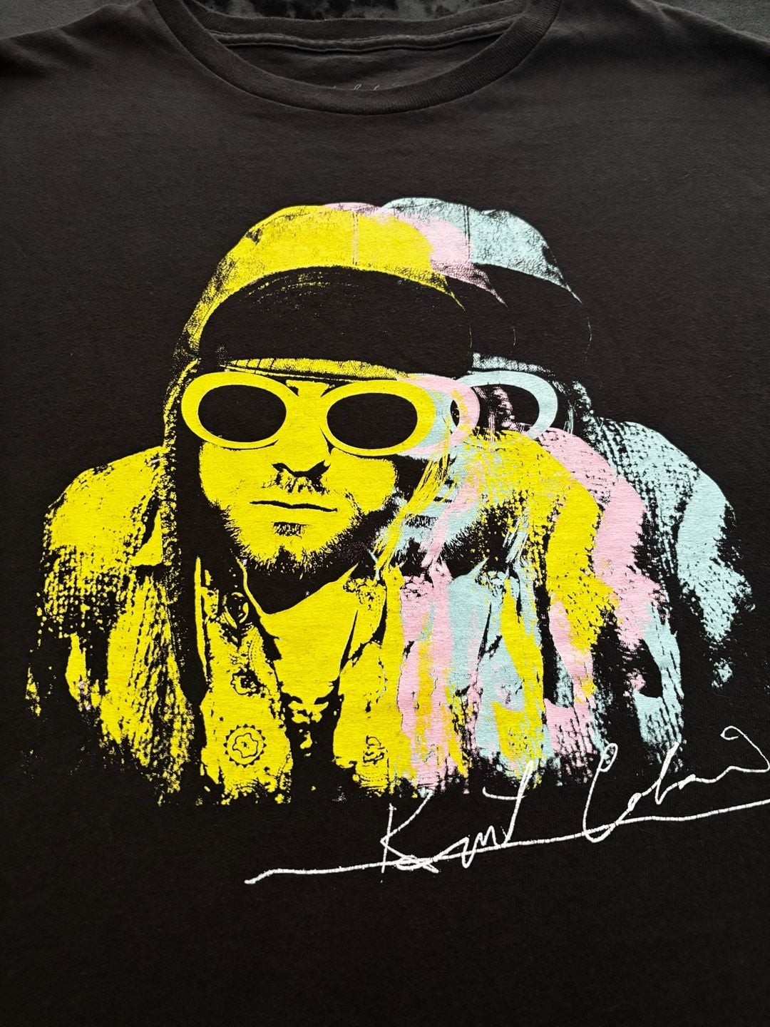Nirvana Kurt Cobain Graphic Signature Color Block T-Shirt gallery