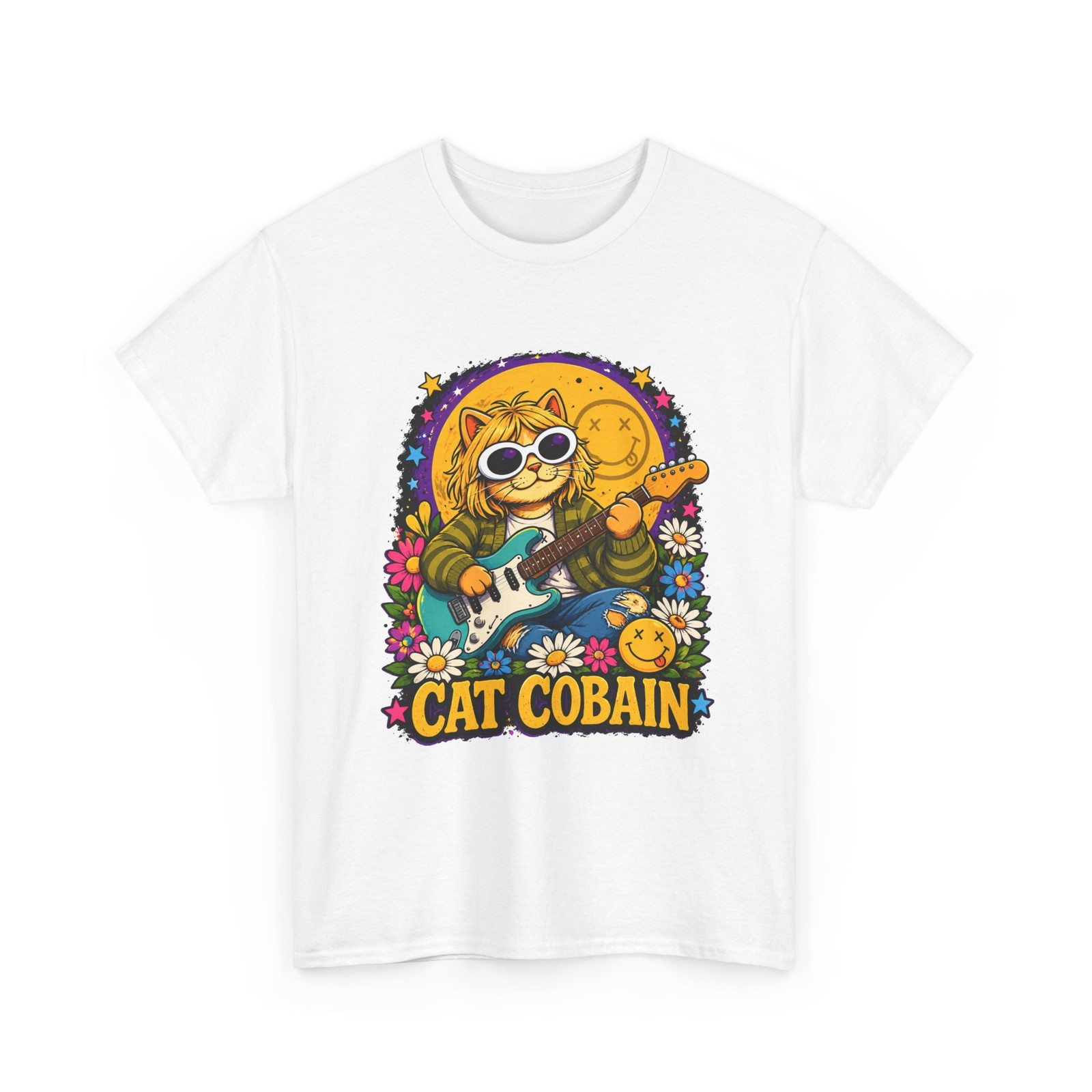 Cat Cobain T-Shirt Retro psychedelic tee Alternative Grunge Music Nirvana Fan gallery