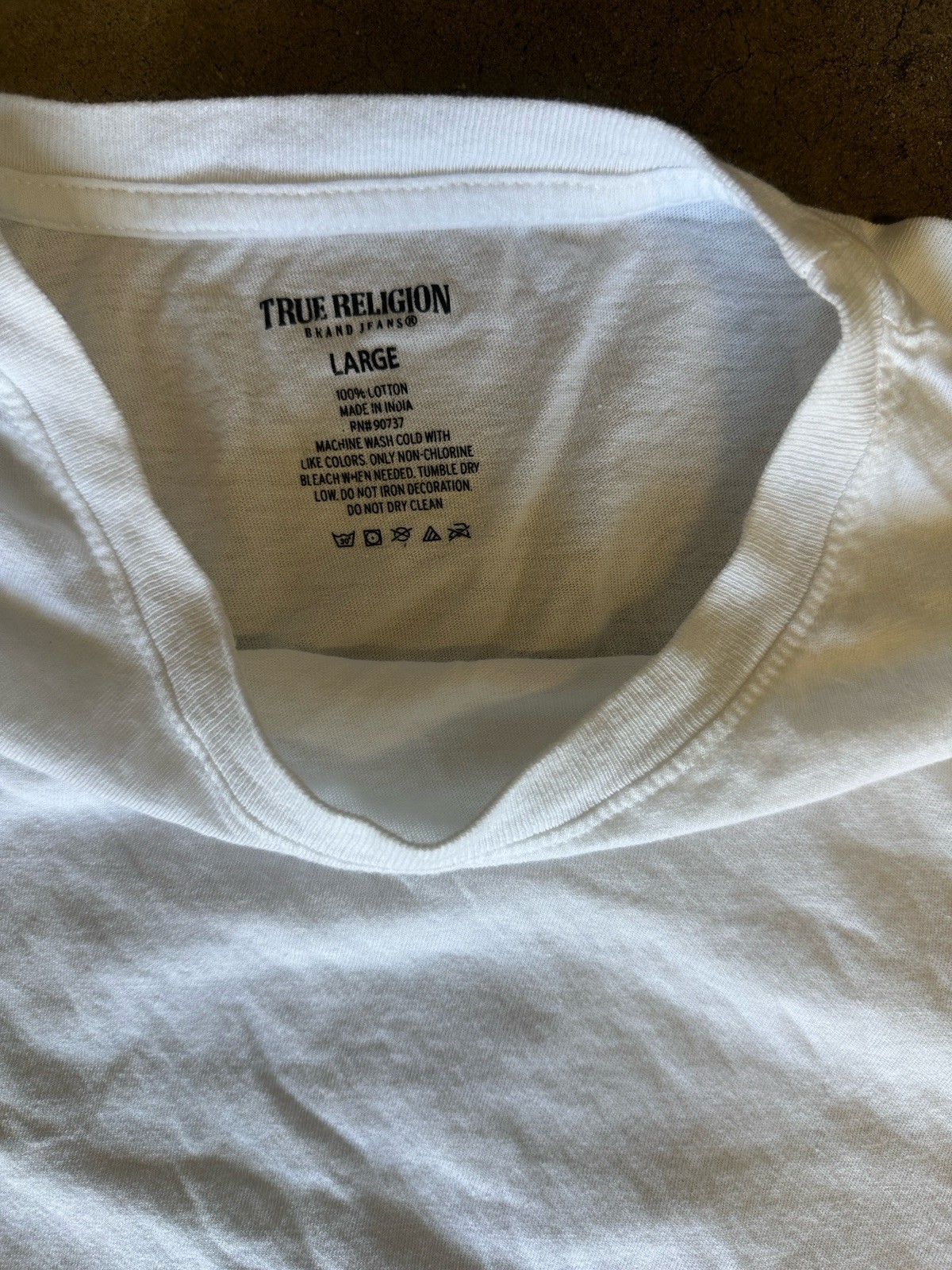 True Religion Men's White Cotton Knit Logo Crew Neck Short Sleeve T-Shirt L gallery