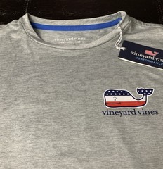 NWT Vineyard Vines Blank Harbor LS T-shirt Mens Size Medium Gray Americana G12