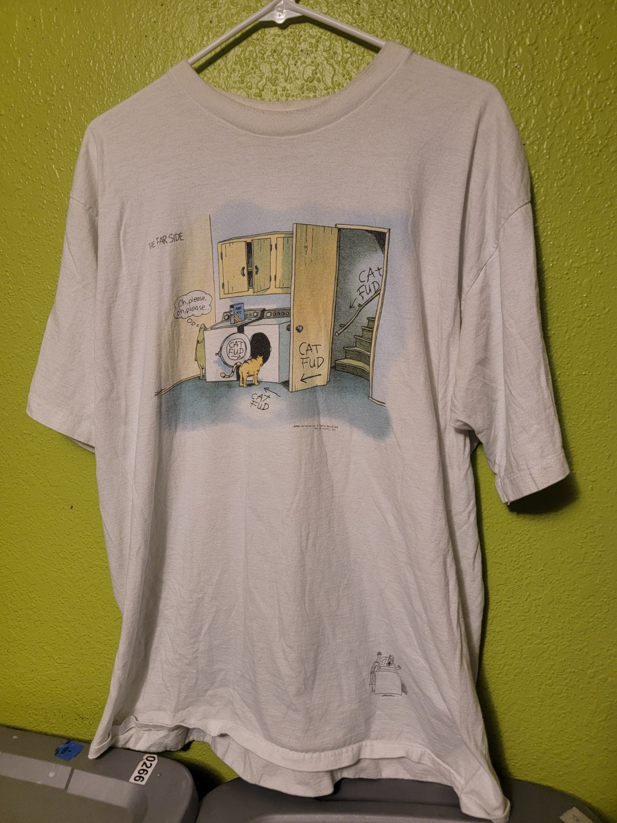 Vintage 1990 The Far Side Cat Fud Cartoon Strip Single Stitch Made In USA Funny gallery