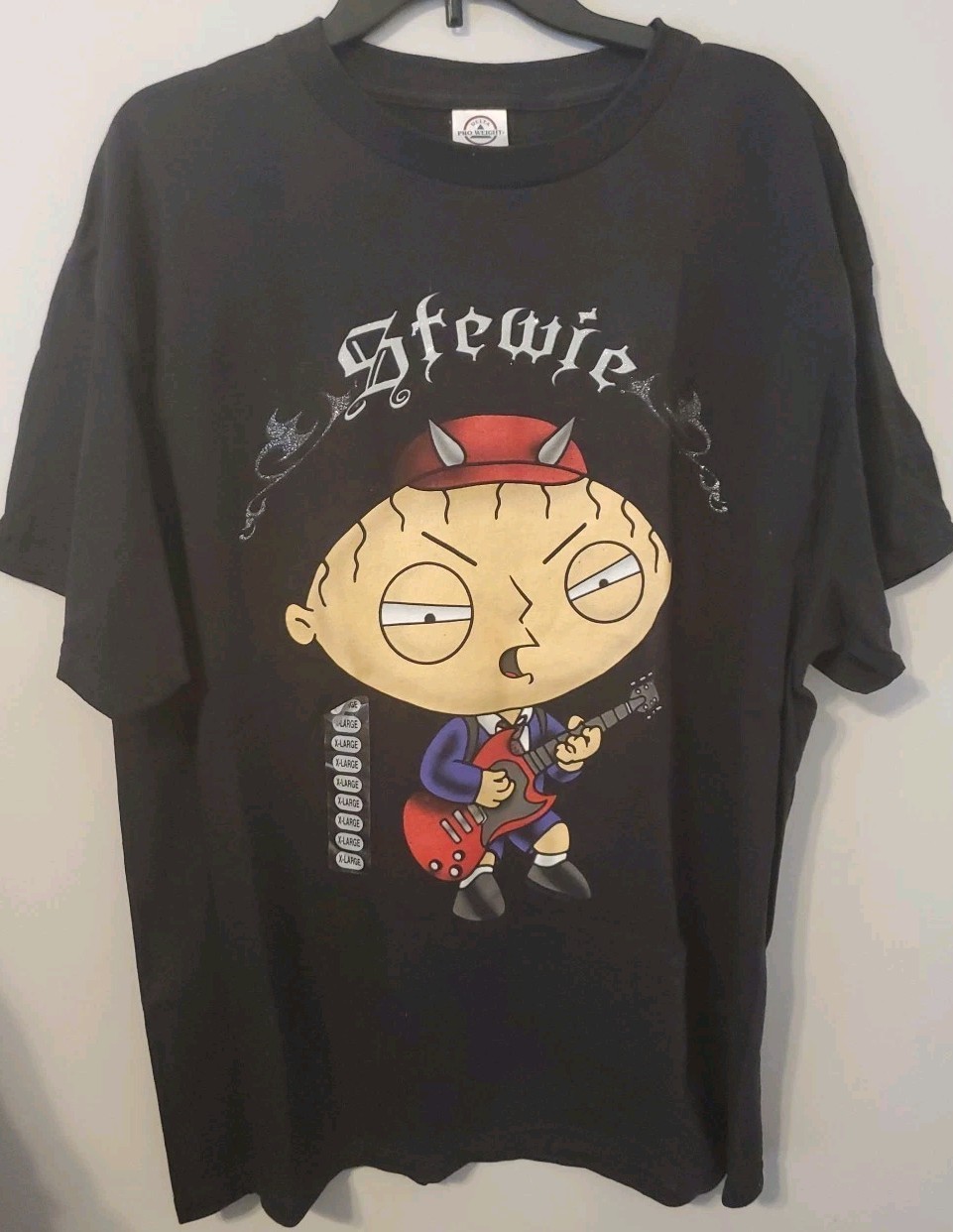 Devil Horned Rockn Stewie By Delta Pro Weight Men's Black T-Shirt Size XL gallery