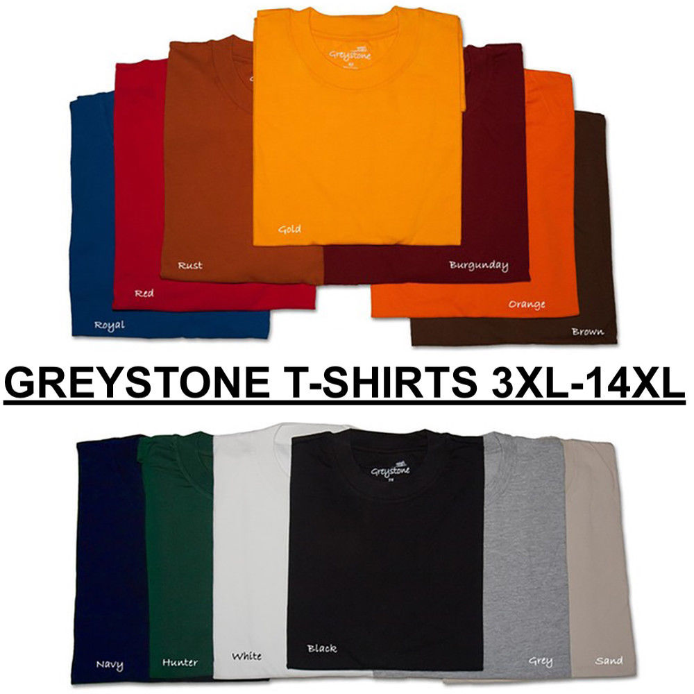 T-Shirt Men's Big Tall GREYSTONE Short Sleeve Tee Shirt Plain Heavyweight 14XL gallery
