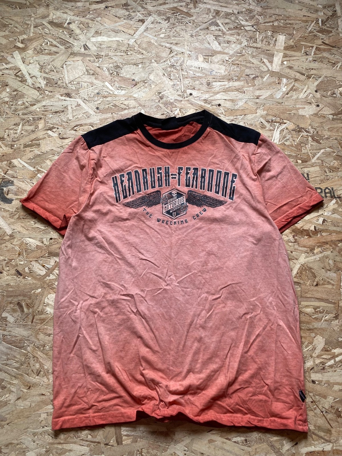 Orange & Black Headrush y2k Skull graphic t-shirt 2XL Reg. fit men's gallery