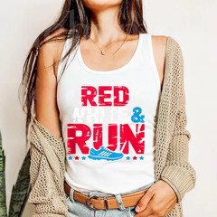 Red White & Run Patriotic Runner Fourth of July Race Tank Top