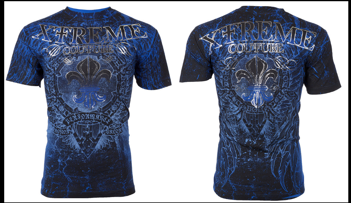 XTREME COUTURE by AFFLICTION Blue HONORABLE Short Sleeve Slim Fit T-shirt NWT gallery