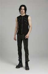 PUNK RAVE Men Black Punk Rock Gothic Steampunk Sleeveless Tops Tank Vest