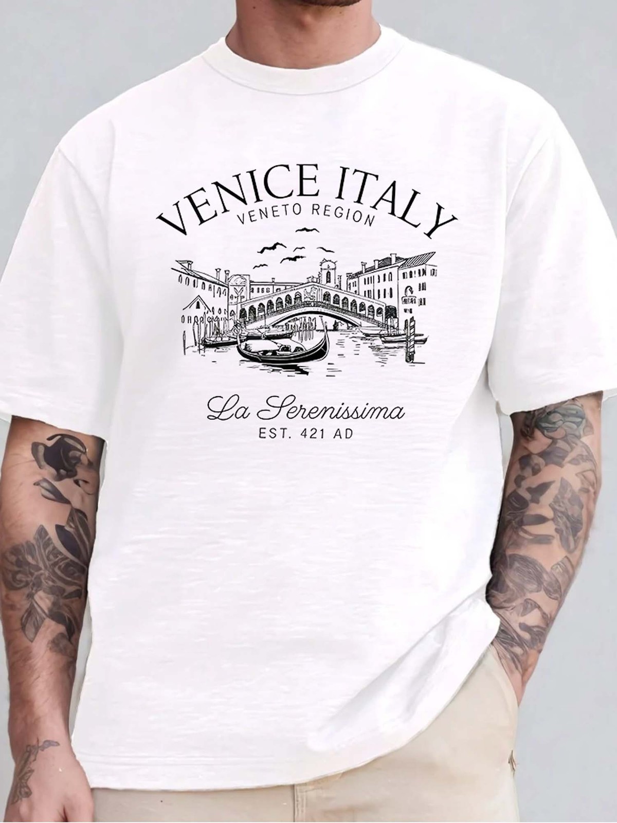 Venice Italy Vintage Travel T-Shirt - Rialto Bridge Gondola Graphic Tee gallery