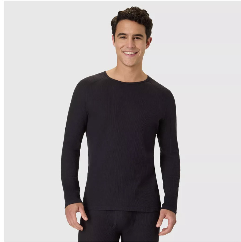 Hanes Men’s Waffle Knit Thermal Long Sleeve Shirt Black gallery