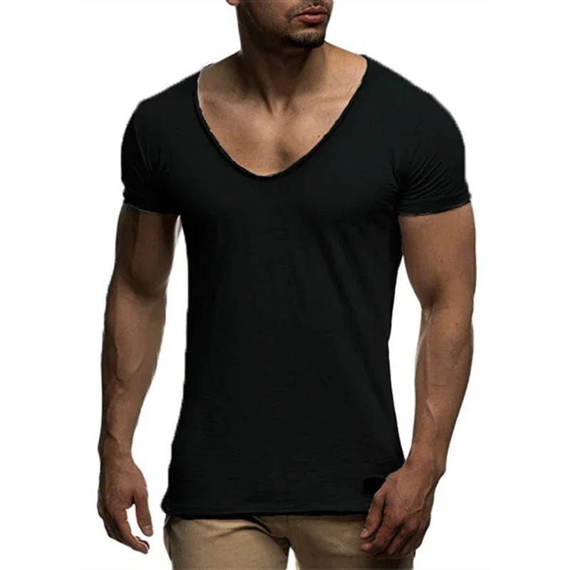 2026 New Men’s T Shirt Fashion Chicken Heart V Collar Recreation.